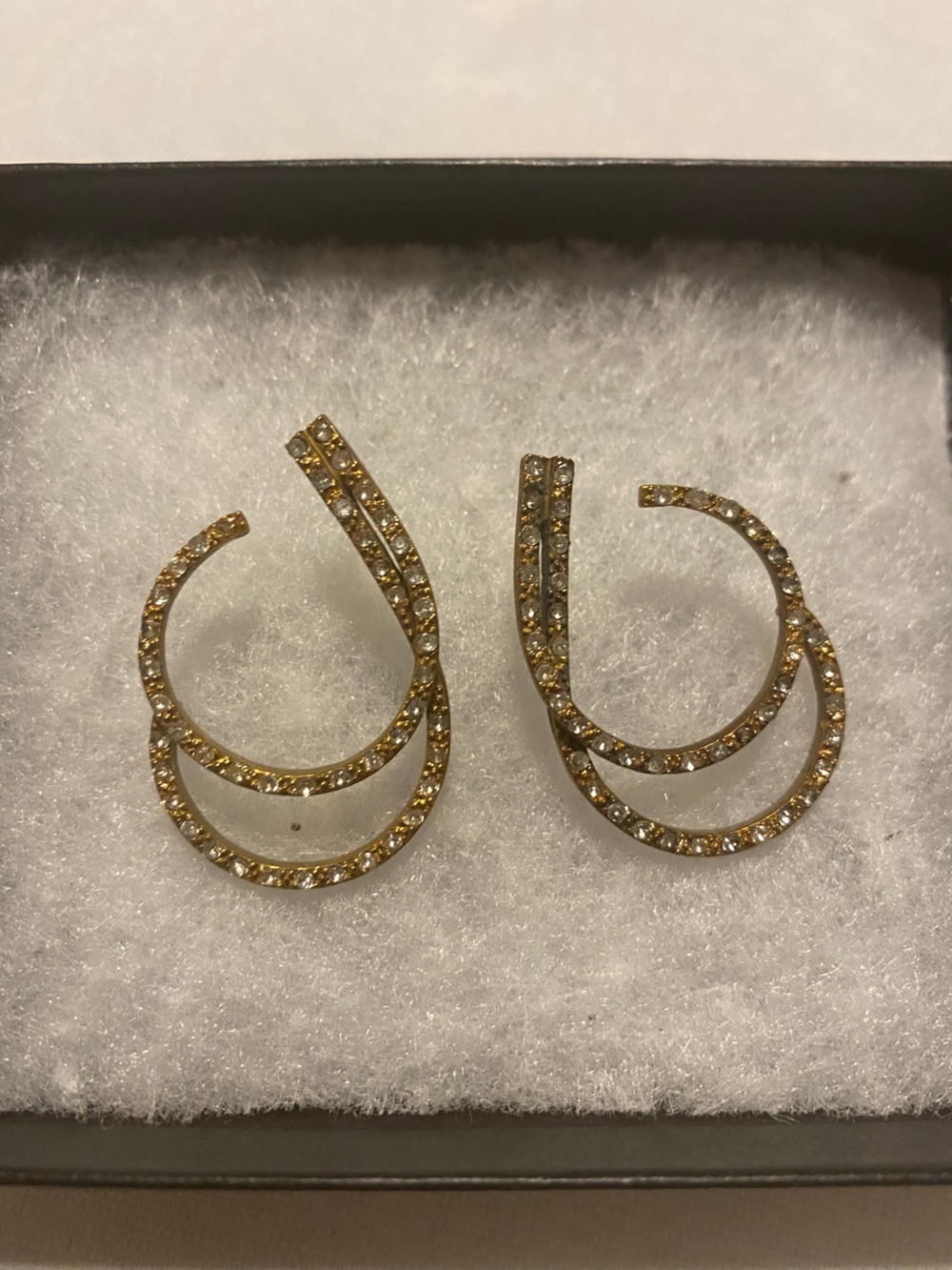 Gold Crystal Double Hoop Drop Earrings